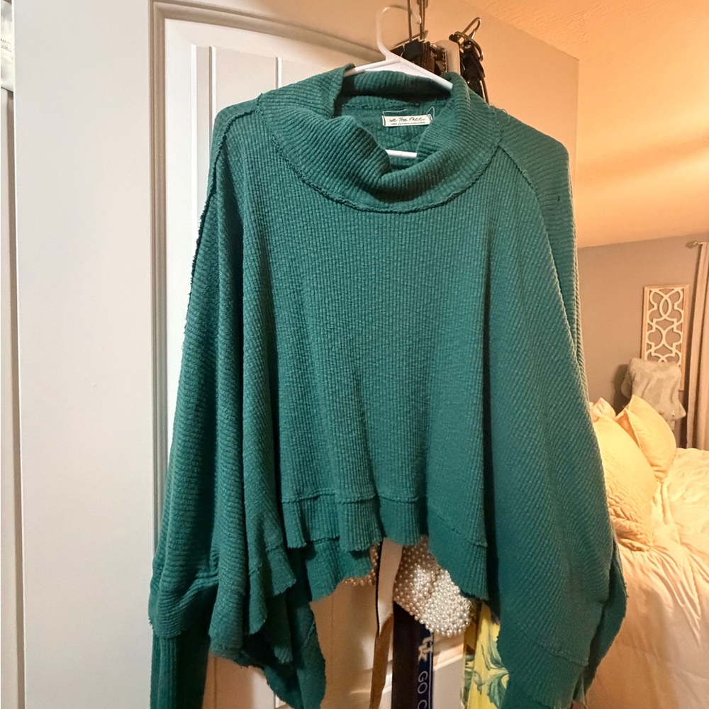 We The Free Teal Cowl Neck Sweater